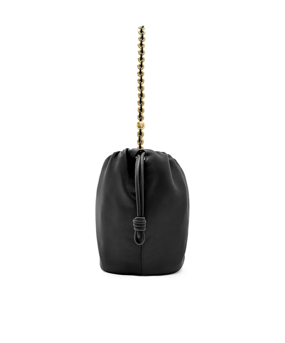 Shop Loewe Flamenco Purse Bucket Bag In Mellow Nappa Lambskin In Black