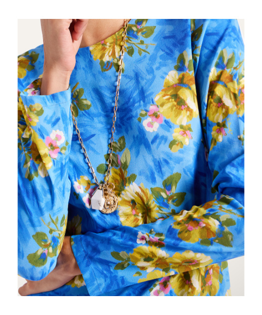 La Doublej Long-sleeve Floral-print Maxi Dress In Multi