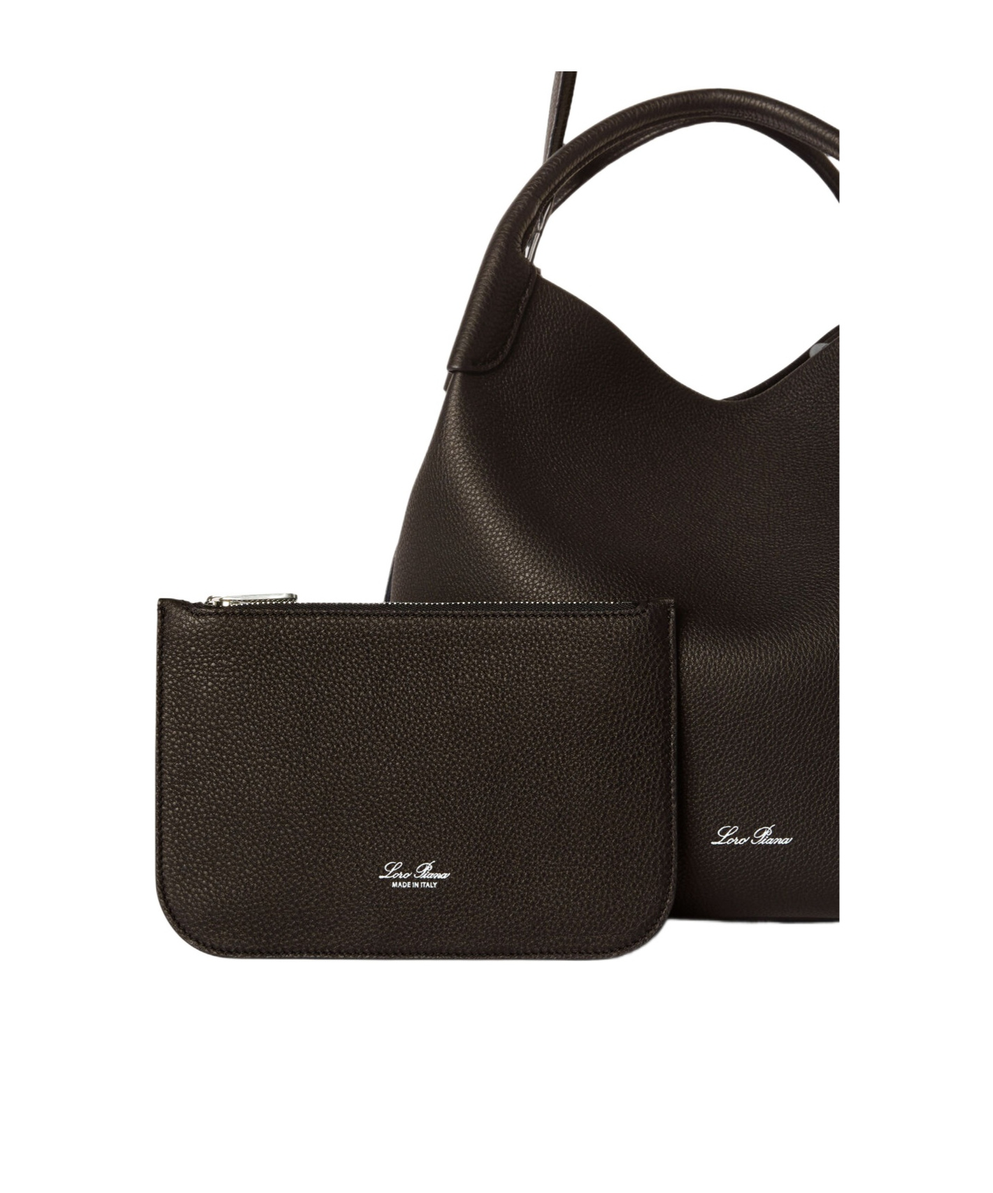 Loro Piana Large Bale Shoulder Bag In Dark Chocolate Licorice/sun Gold