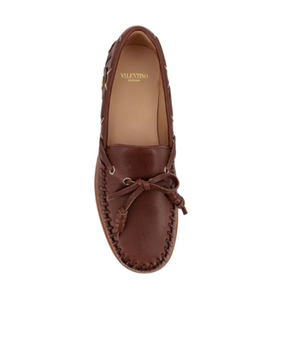 Valentino Leather Loafers Featuring Bow Detail In Brown