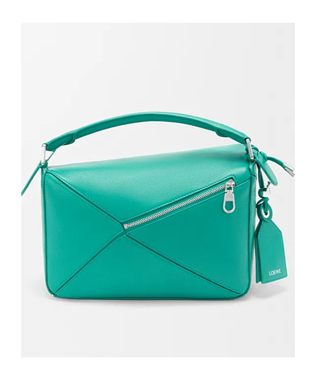 Loewe Small Featherlight Puzzle Bag In Nappa Lambskin In Green