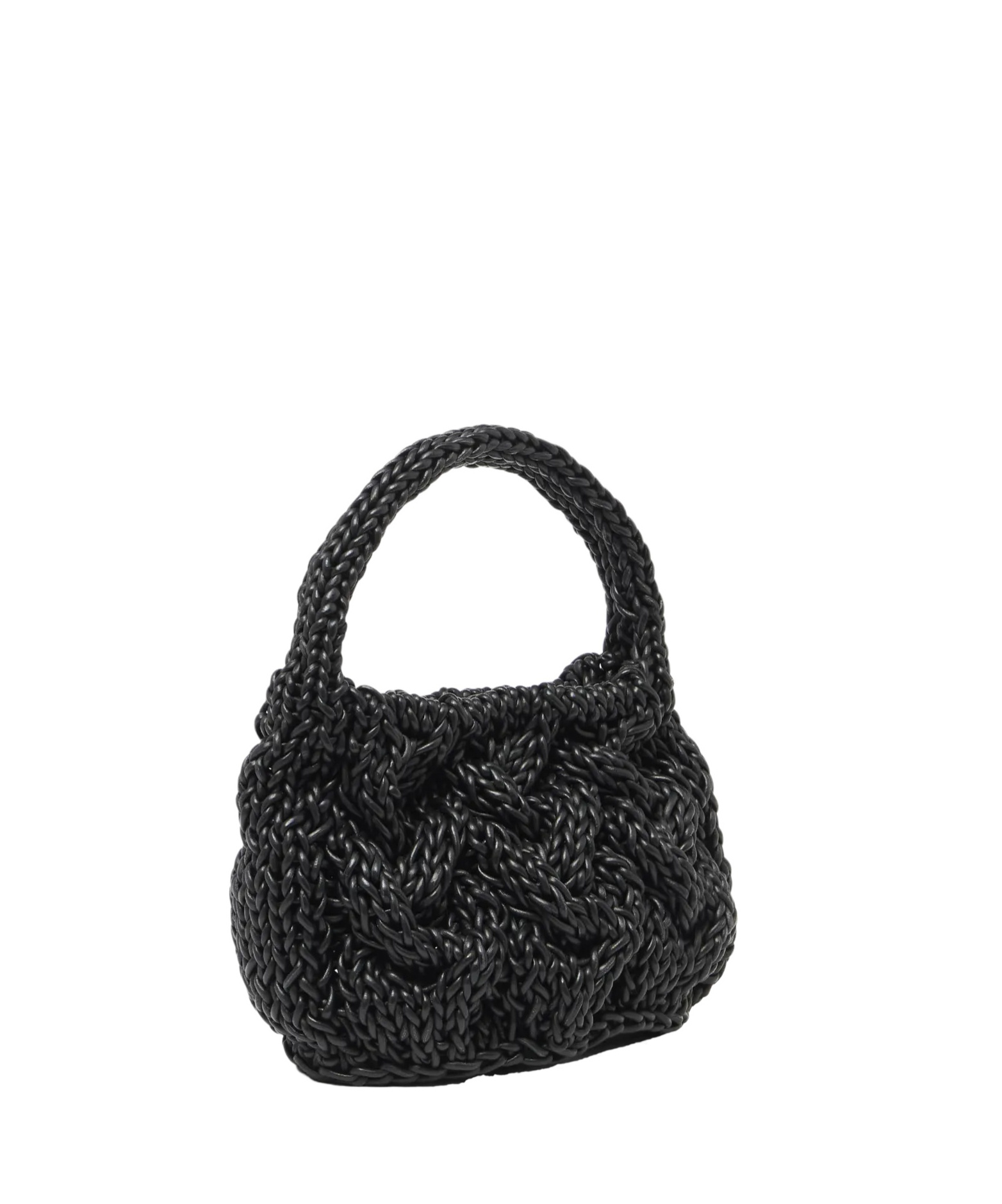 Jw Anderson W Anderson Womens Cable-knit Small Raffia Top-handle Bag Navy In Black