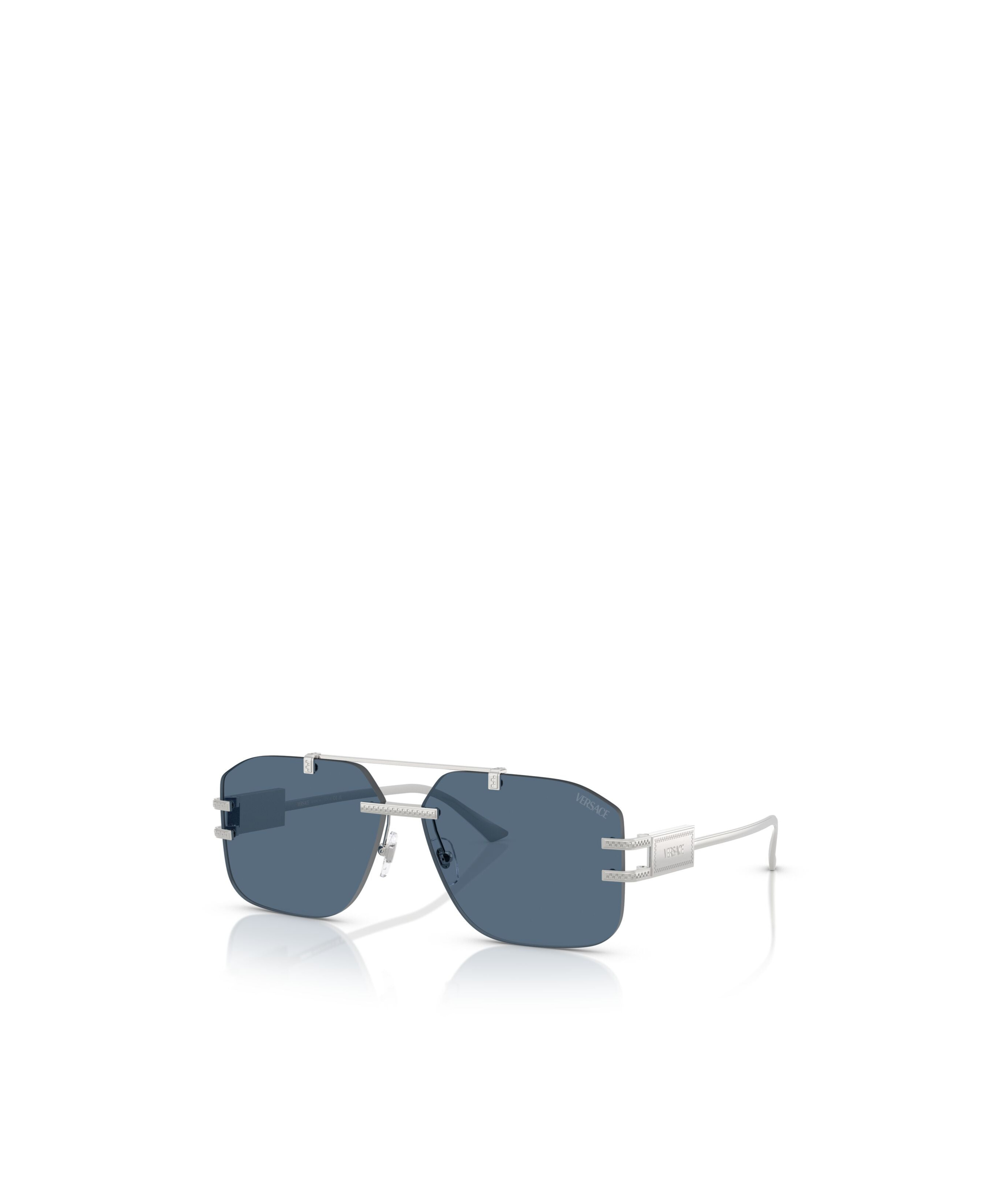 Versace Letter Detail Sunglasses In Blue