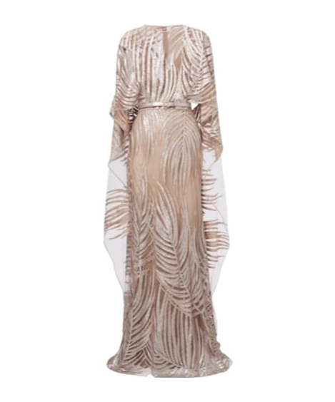 Elie Saab Embroidered Sheer Tulle Gown In Neutral