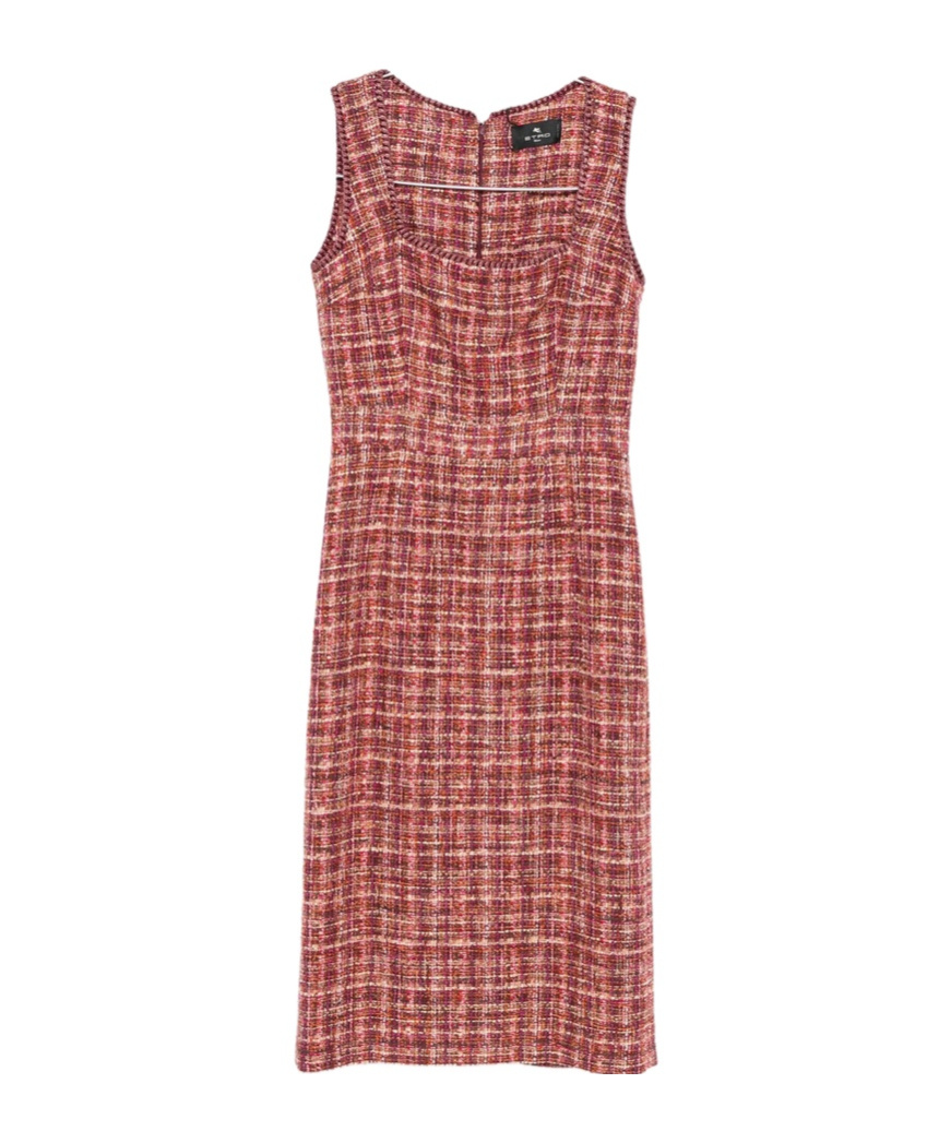 Etro Paisley Cotton And Wool-blend Midi Dress In Pink