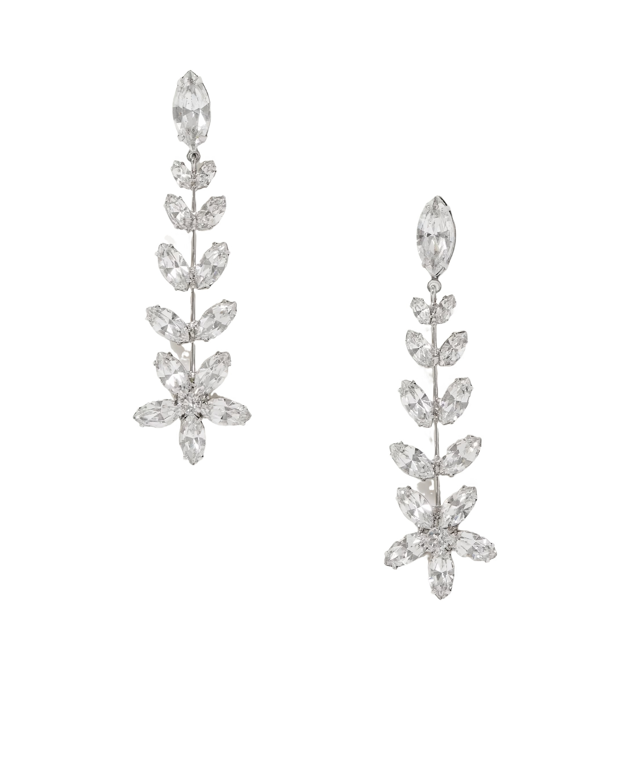 Jennifer Behr Vianca Rhodium-plated Crystal Earrings In Metallic