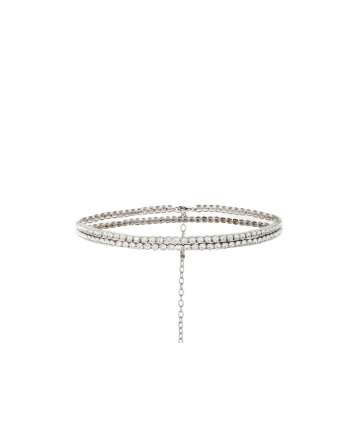 Amina Muaddi Crystal-embellished Waist Chain In White