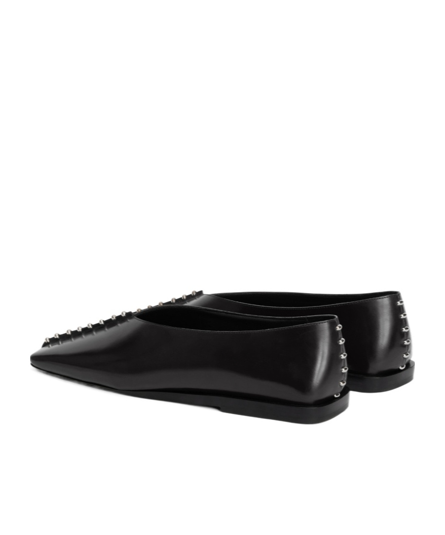 Jil Sander Studded Pointed-toe Flats In Black