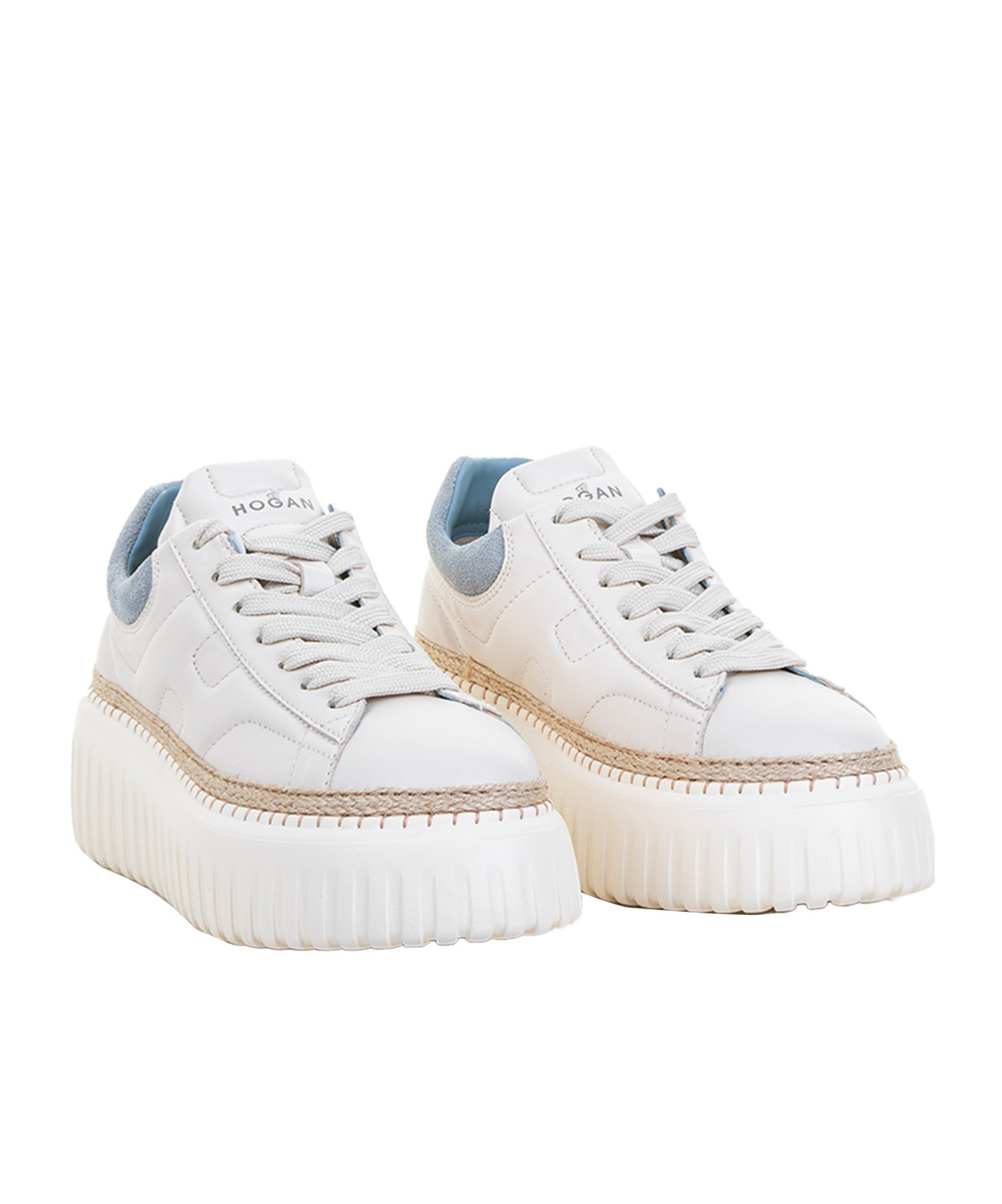 Hogan H-stripes Round-head Low-cut Casual Shoes In White
