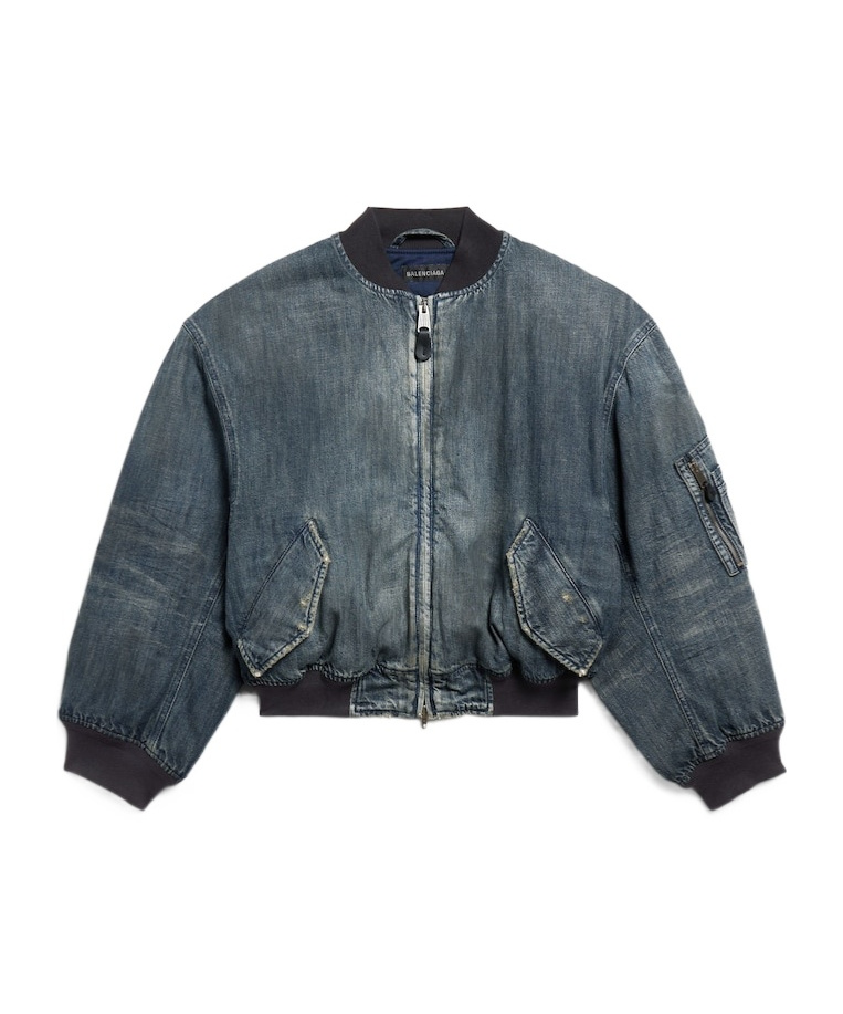 Balenciaga Women's Standard Denim Bomber In Blue