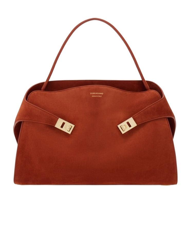 Ferragamo Large Soft Hug Shoulder Bag In Brick