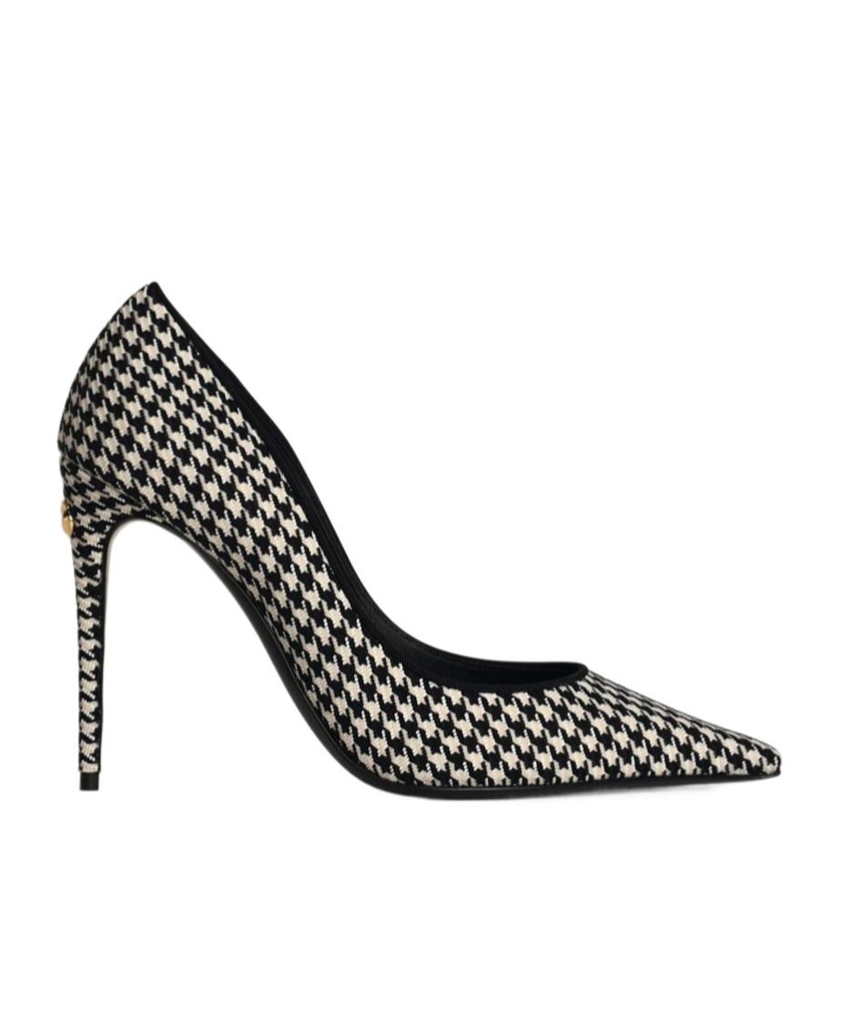 Dolce & Gabbana Houndstooth Pointed Toe Stiletto Heel Pumps In Black