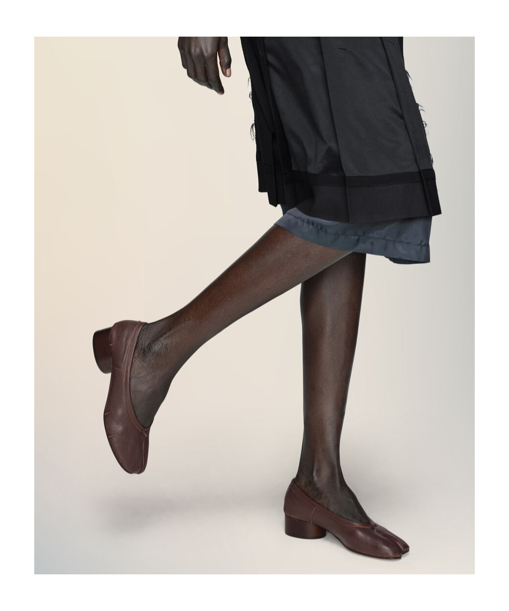 Maison Margiela Ballerina Shoes In Soft Textured Leather In Brown