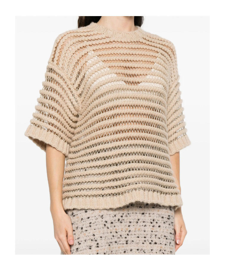 Fabiana Filippi Crew-neck Wool Sweater In Neutral