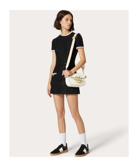 Valentino Lurex-detail Tweed Minidress In Black