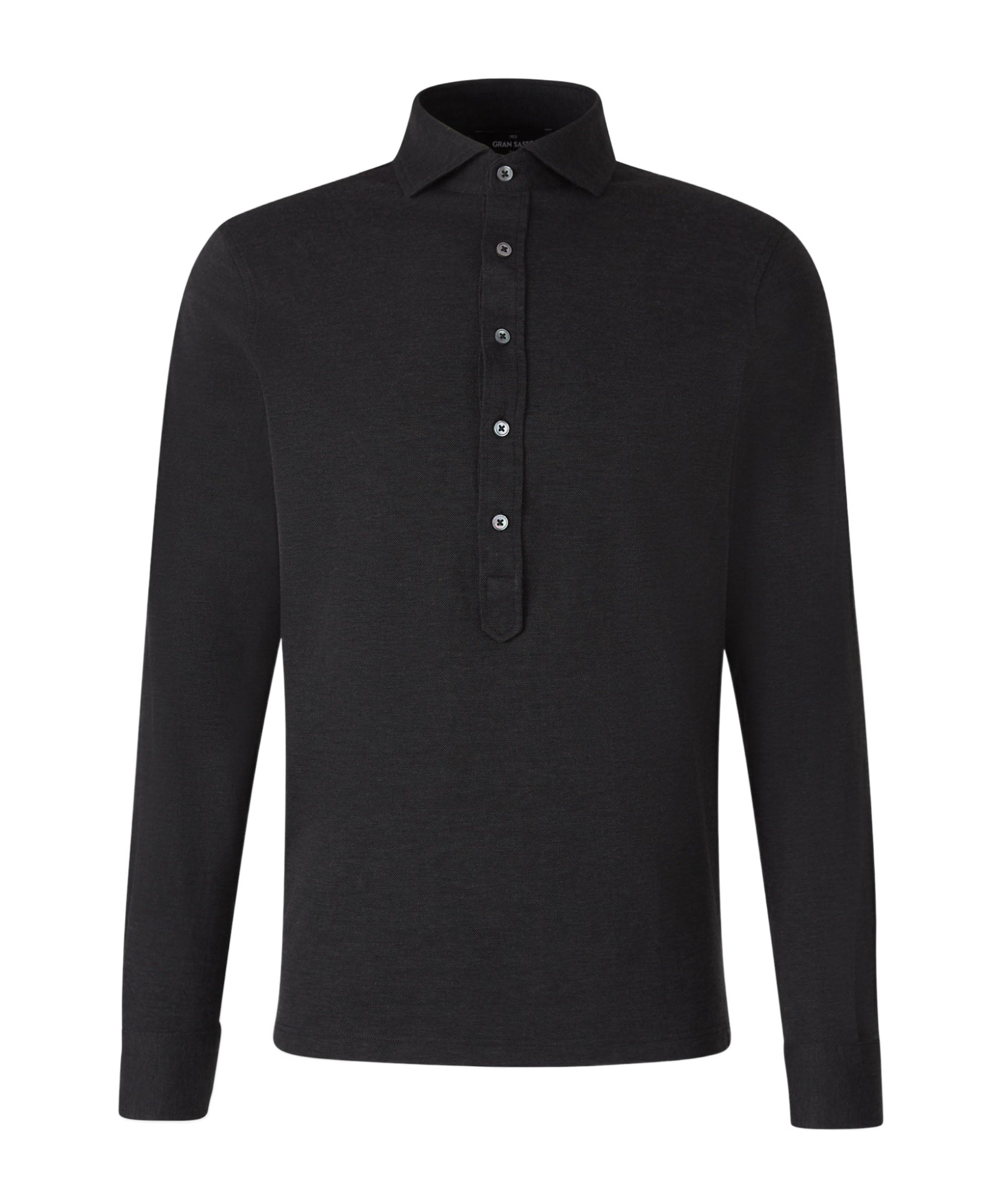 Gran Sasso Long-sleeve Button Polo Shirt In Black