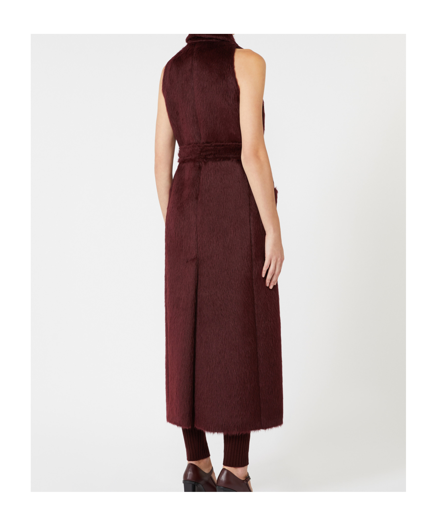 Max Mara Sleeveless Wool And Alpaca Coat In Brown