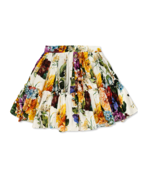 Dolce & Gabbana Kids' Floral-print Cotton Skirt In Multi