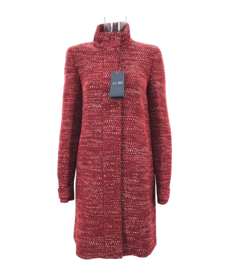 Armani Jeans High-necked Long-sleeved Coat In Red