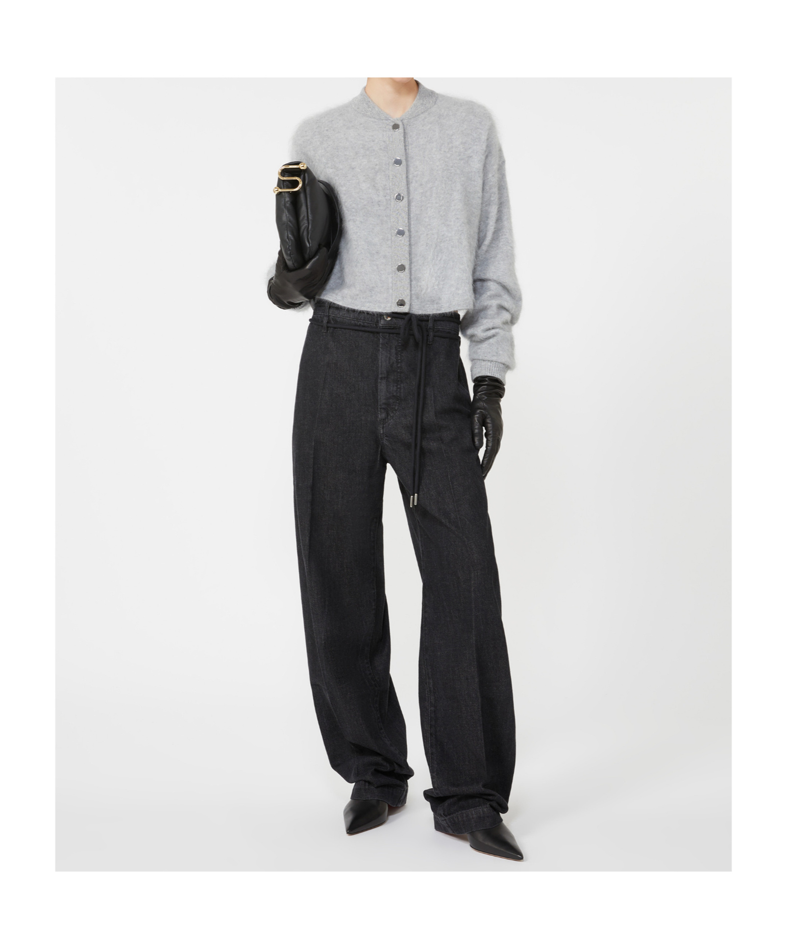 Sportmax Long-sleeved Sweater In Gray