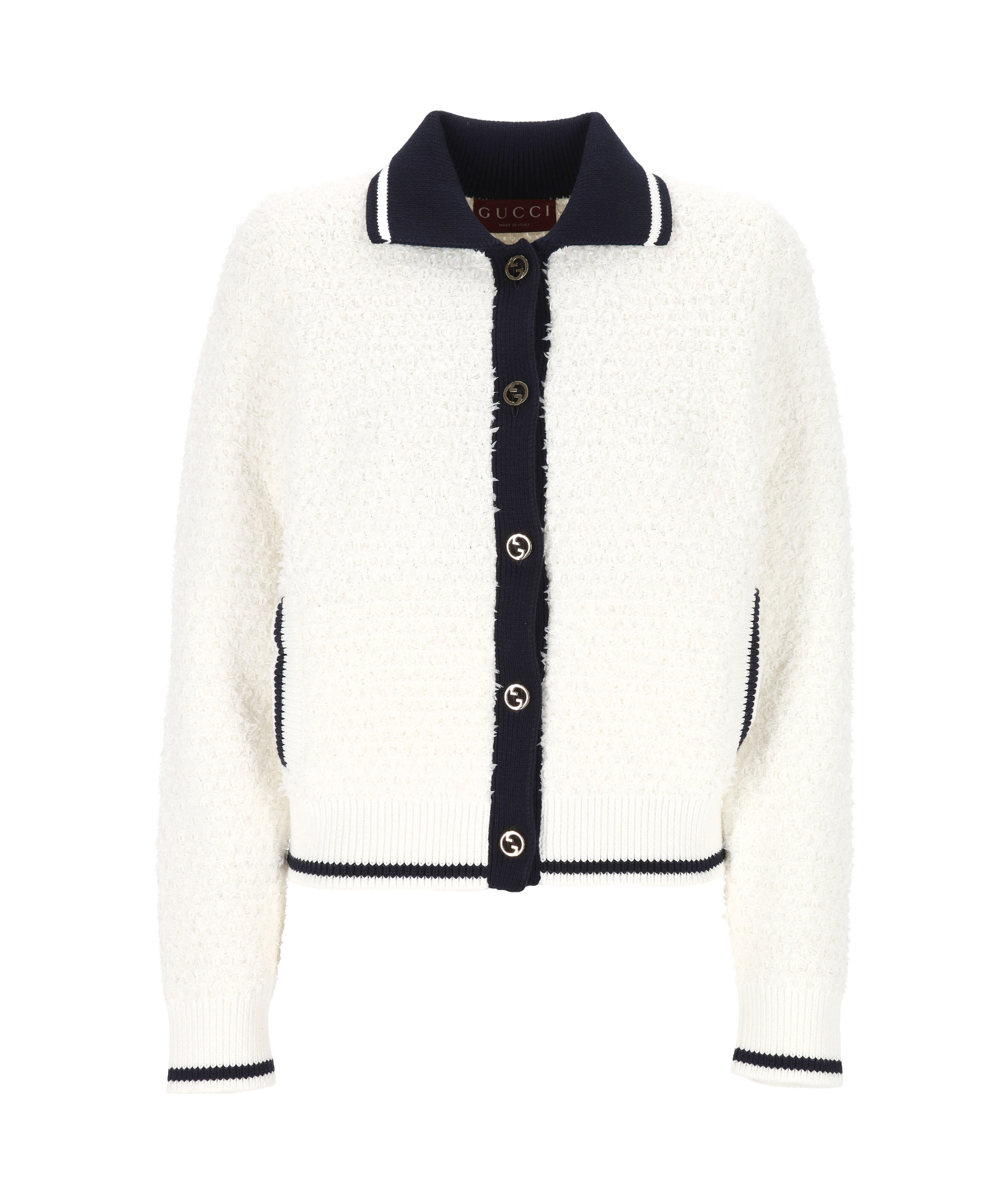 Gucci Cardigan In Misto Cotone Stretch Bianco  Donna In White