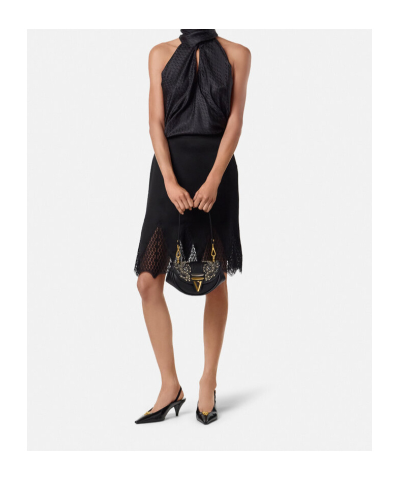 Versace Stud-embellished Shoulder Bag In Black