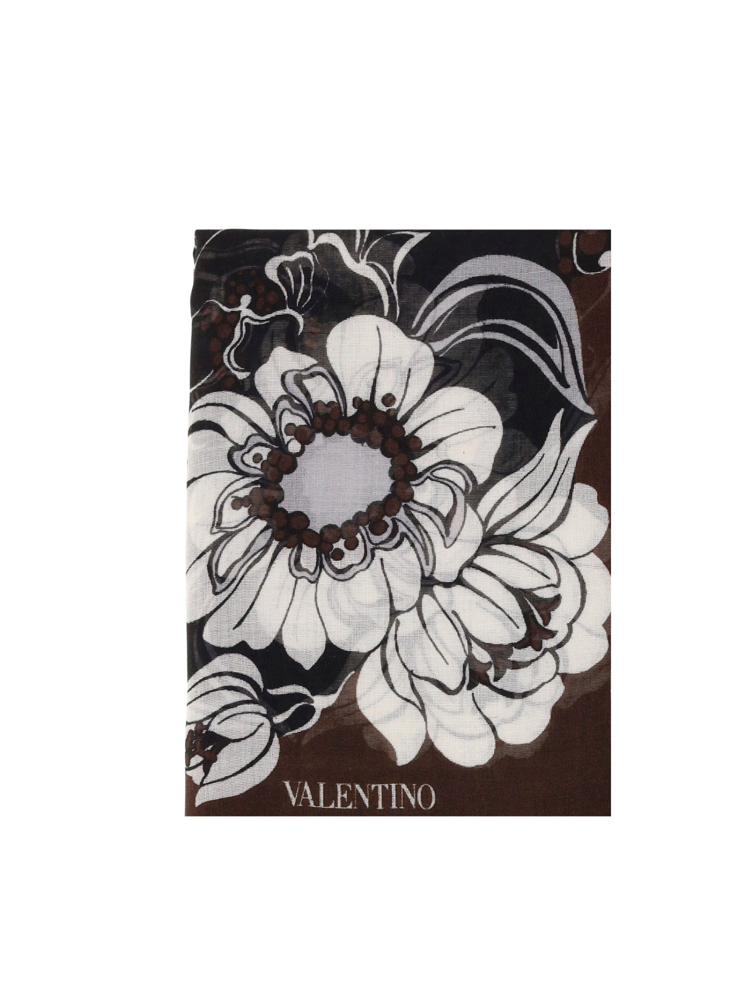Valentino Floral-print Cashmere Scarf In Black