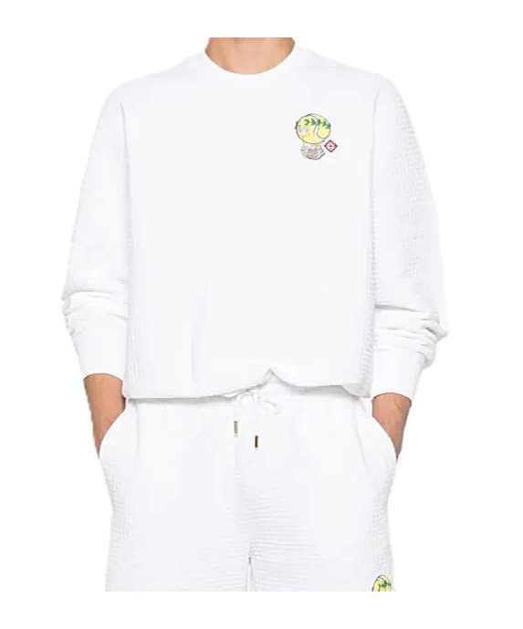 Casablanca Tennis Mascot Quilted Sweatshirt In Gray