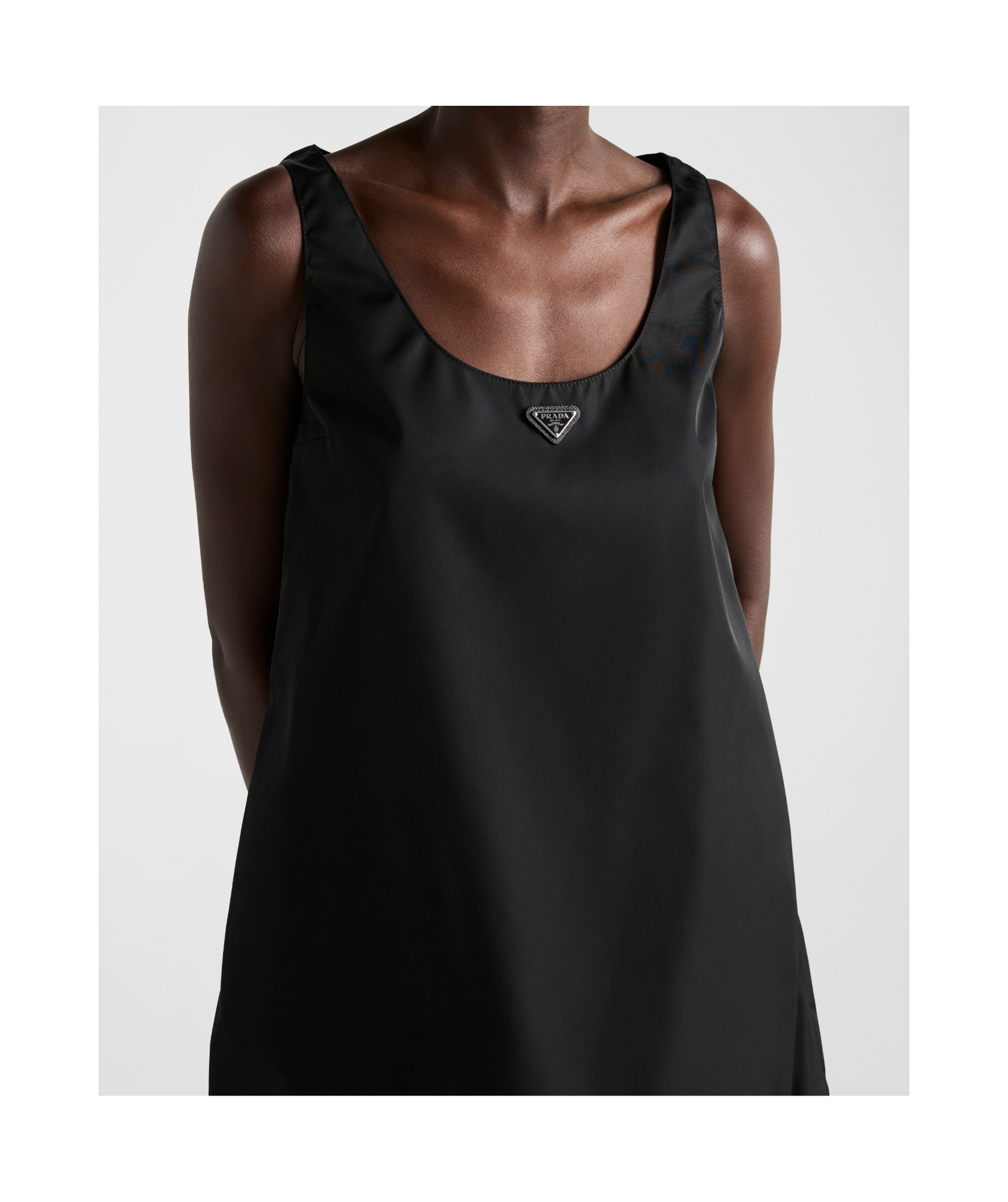 Prada Crepe Mini Dress With Bows In Black