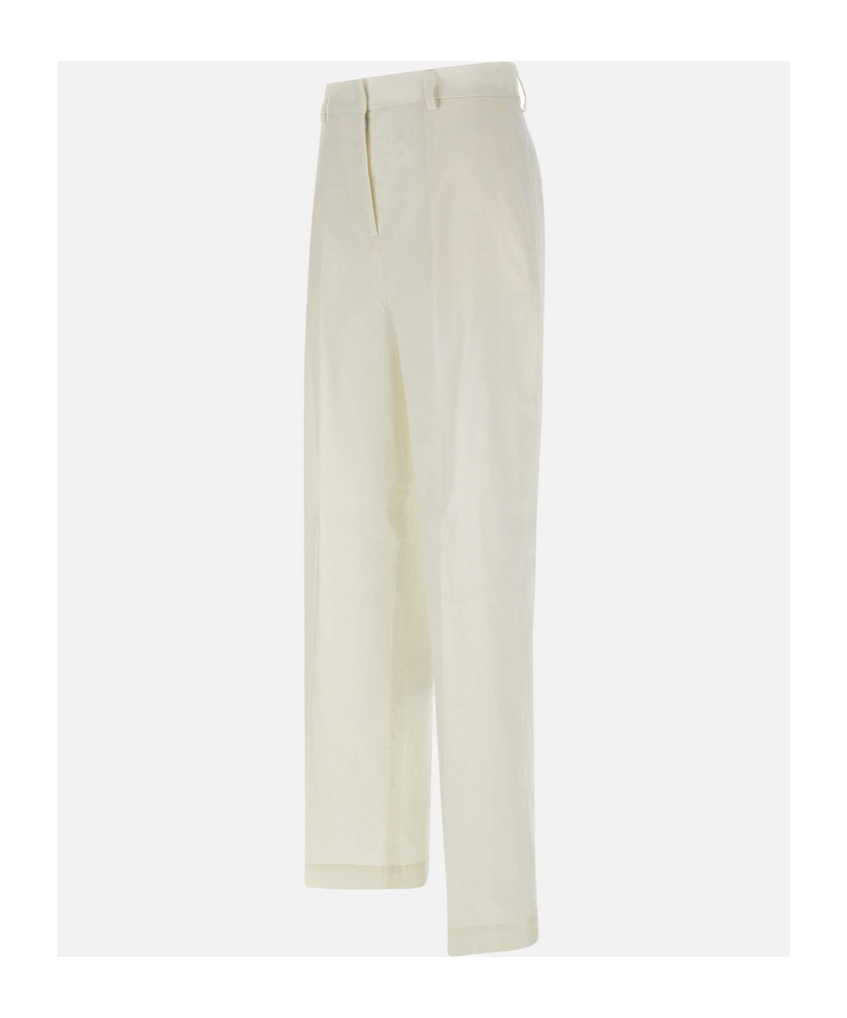 Fabiana Filippi White Linen Viscose Wide Trousers In White