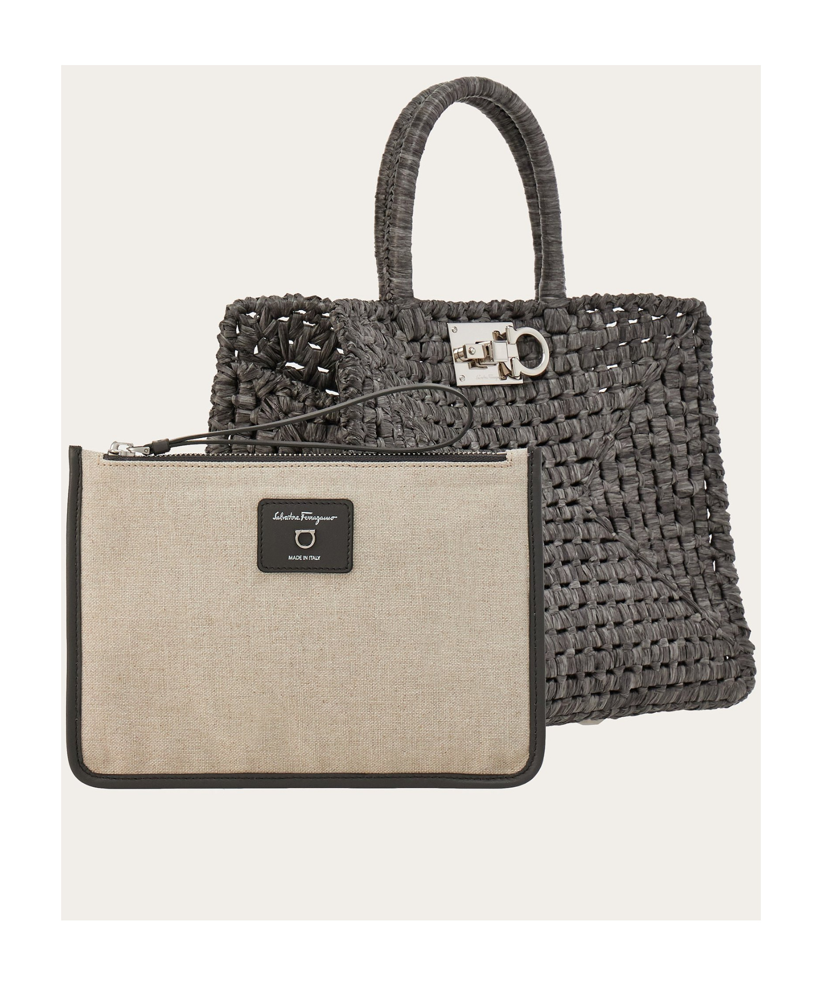 Ferragamo Logo Handbag In Black