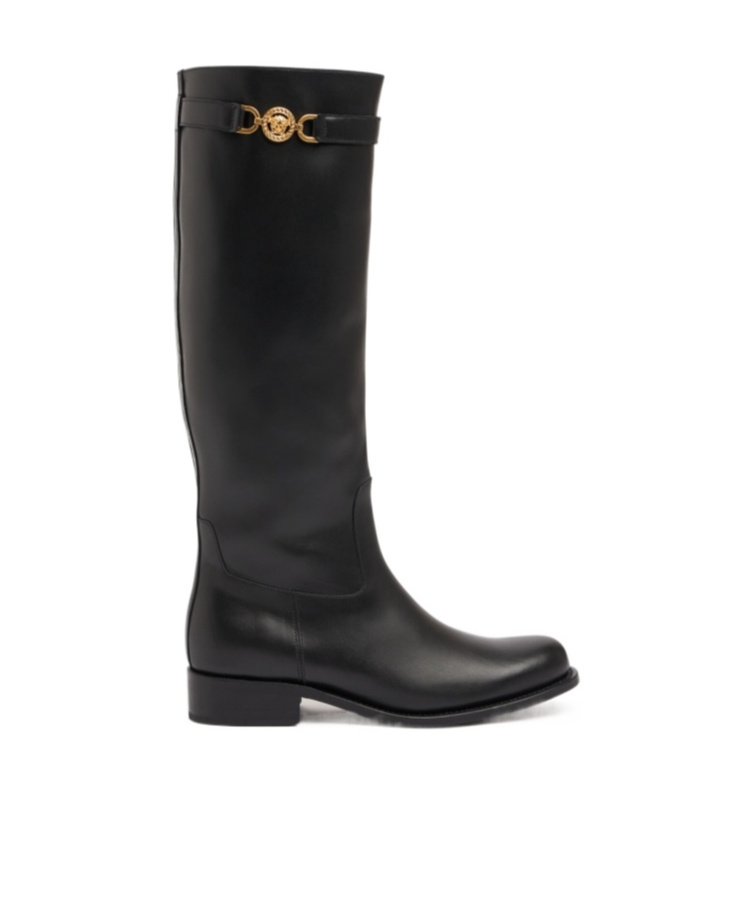 Versace Black High Boots With '95 Medusa Detail