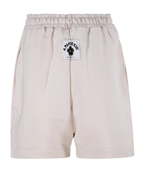 A Paper Kid Logo Sports Shorts In White