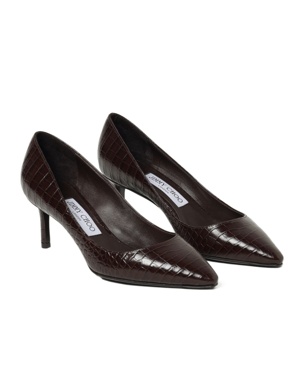 Jimmy Choo Women Romy 85 Leather Pumps With Croco Effect In Brown
