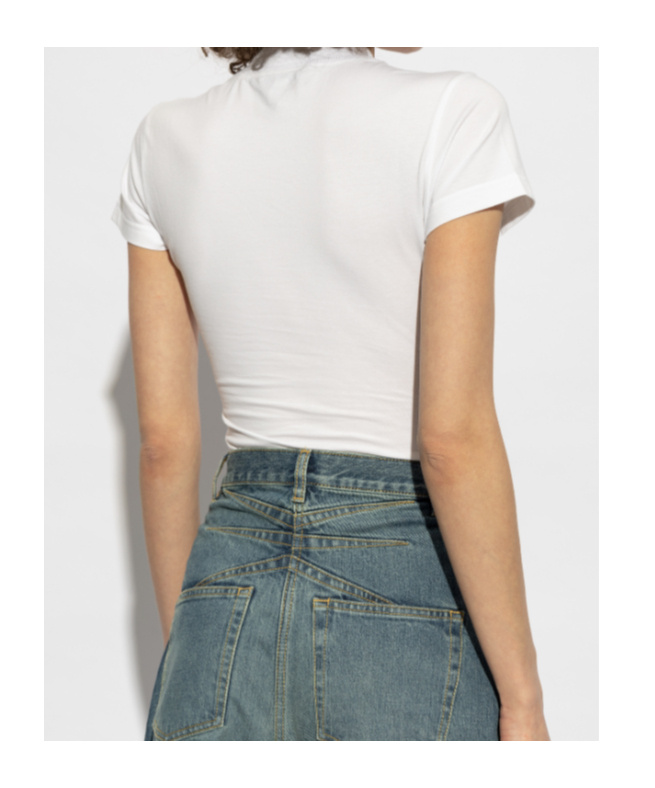 Alaïa Logo-embroidered Bodysuit T-shirt In White