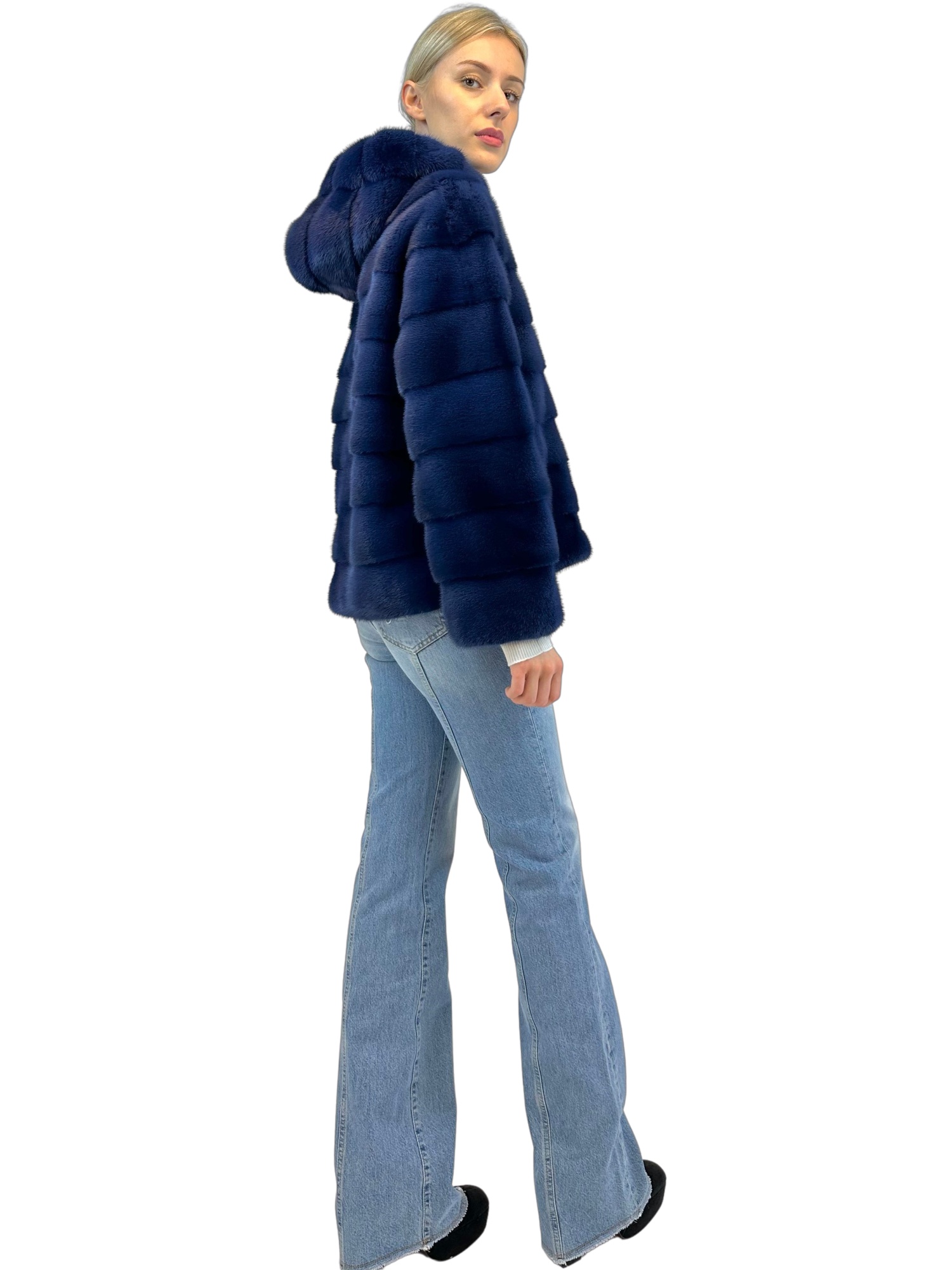 Liska Hooded Fur In Blue