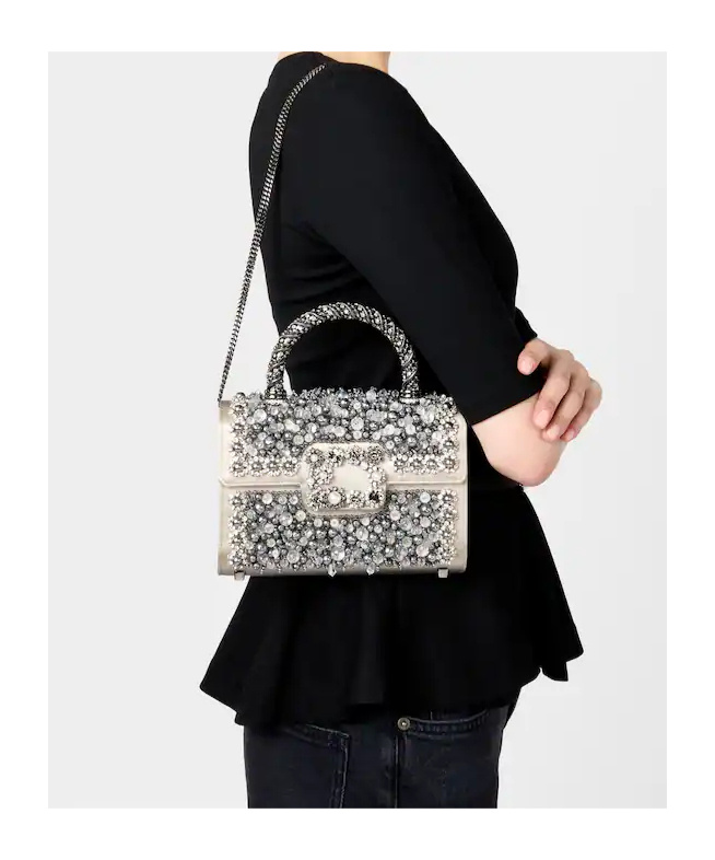 Roger Vivier Jewel Efflorescence Mini Bag In Satin In Gray