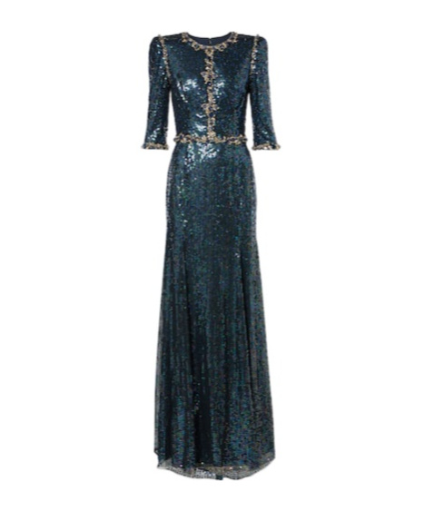 Jenny Packham Pretty Thing Embellished Sequined Gown In Blue