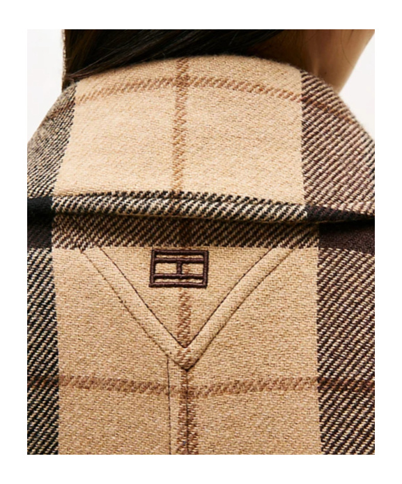 Tommy Hilfiger Check Wool Blend Oversized Belted Coat In Brown
