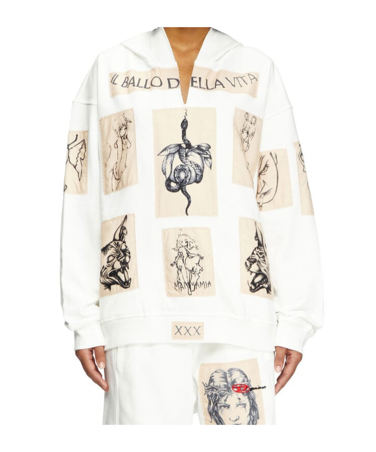 Diesel X Damiano David S-boxt Hoodie In White