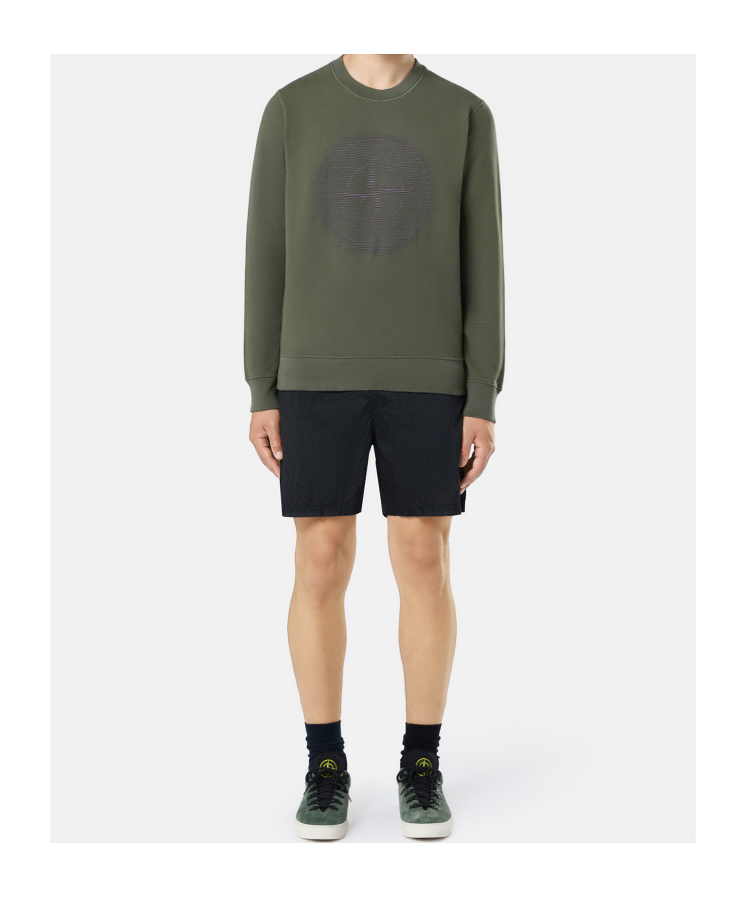 Stone Island Knitted Round-neck Sweatshirt In Green