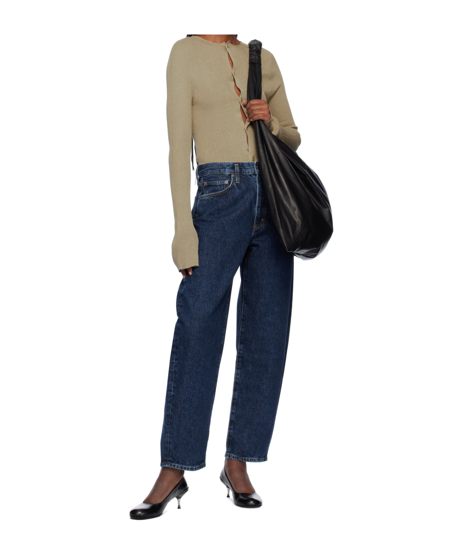 Agolde High Waist Denim Trousers In Blue