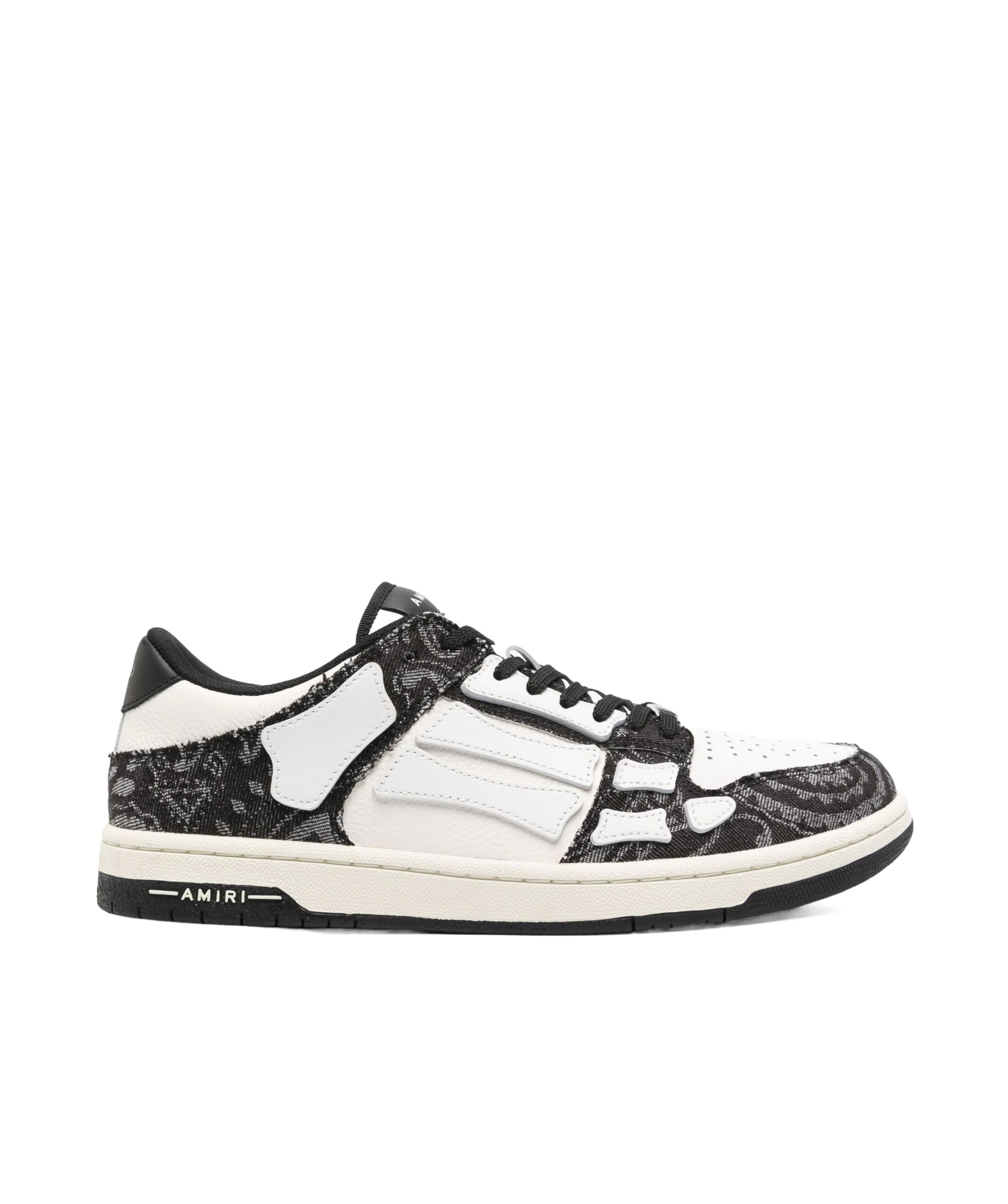 Amiri Multicolor Leather And Fabric Bandana Denim Skel Sneakers In White