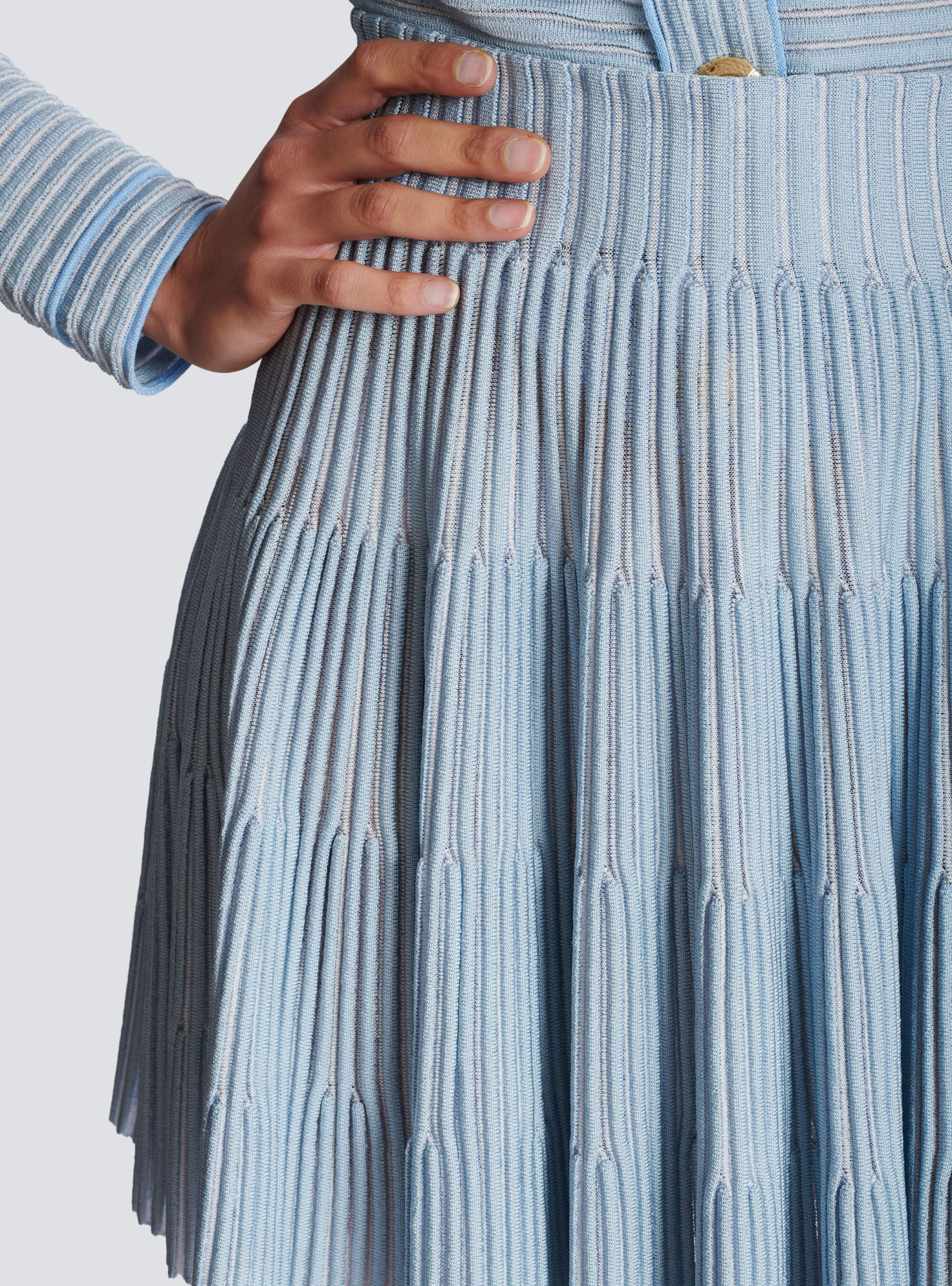 Shop Balmain A-line Textured Knit Skirt