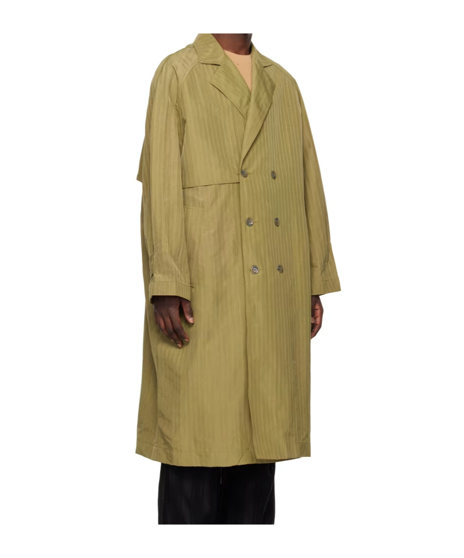 Song For The Mute Double-breasted Trench Coat In Green