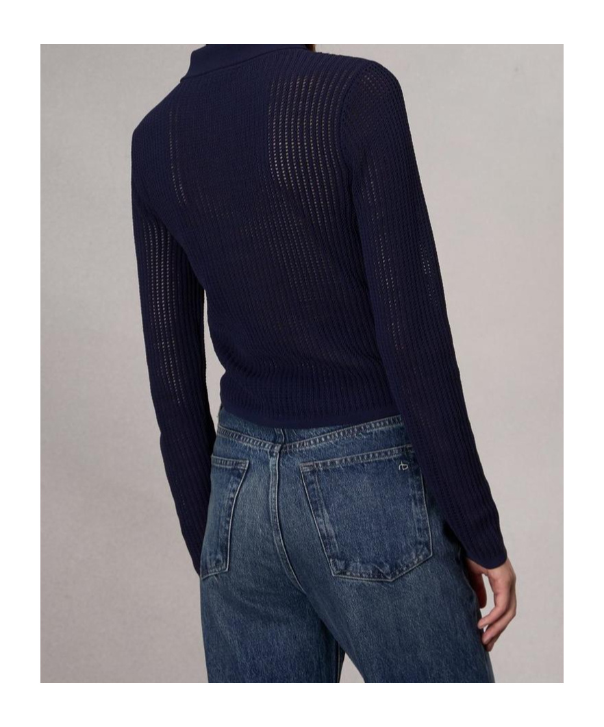 Rag & Bone Long Sleeve Polo Sweater In Indigo