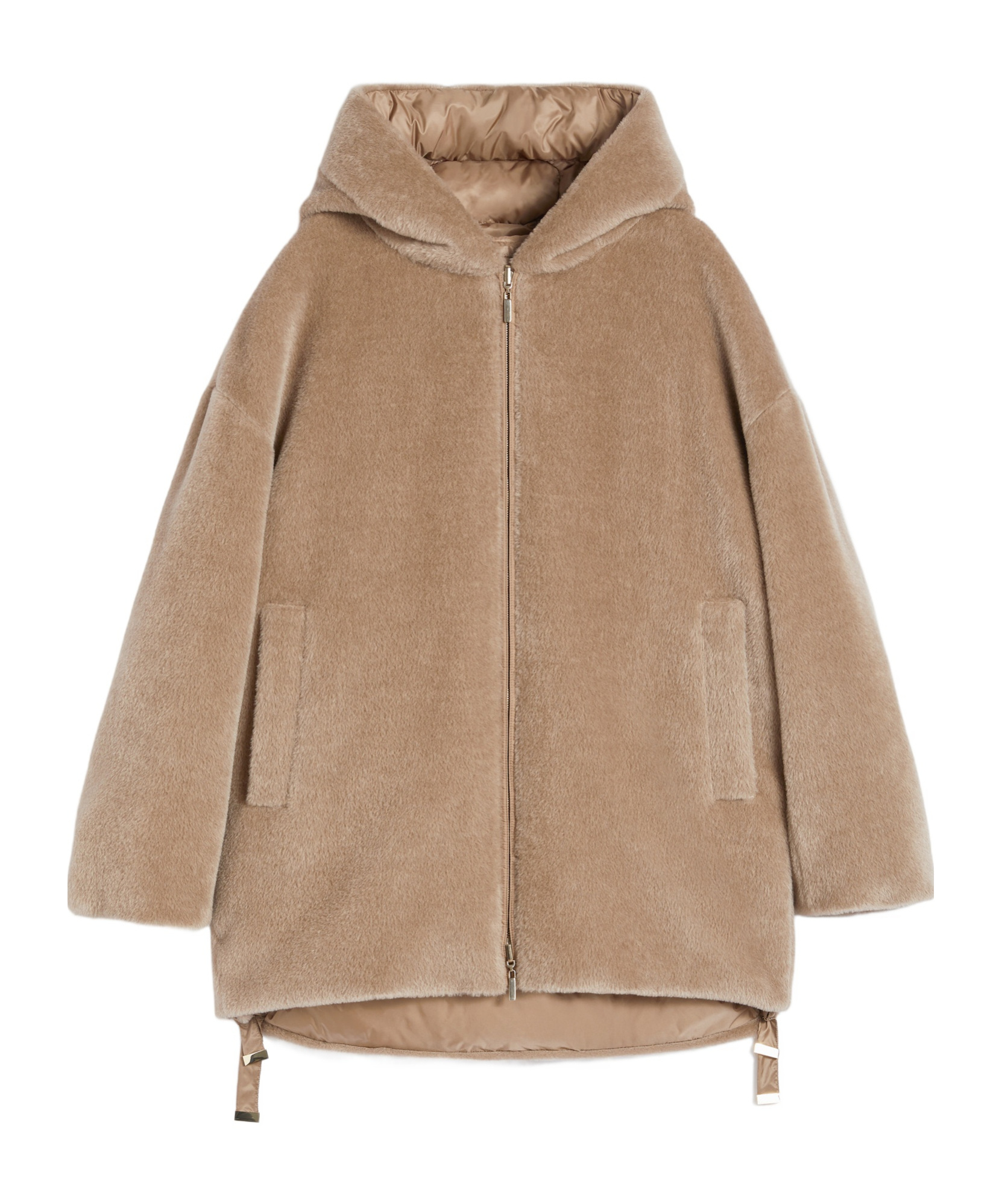 Max Mara The Cube Reversible Zip-up Hooded Coat In Nude