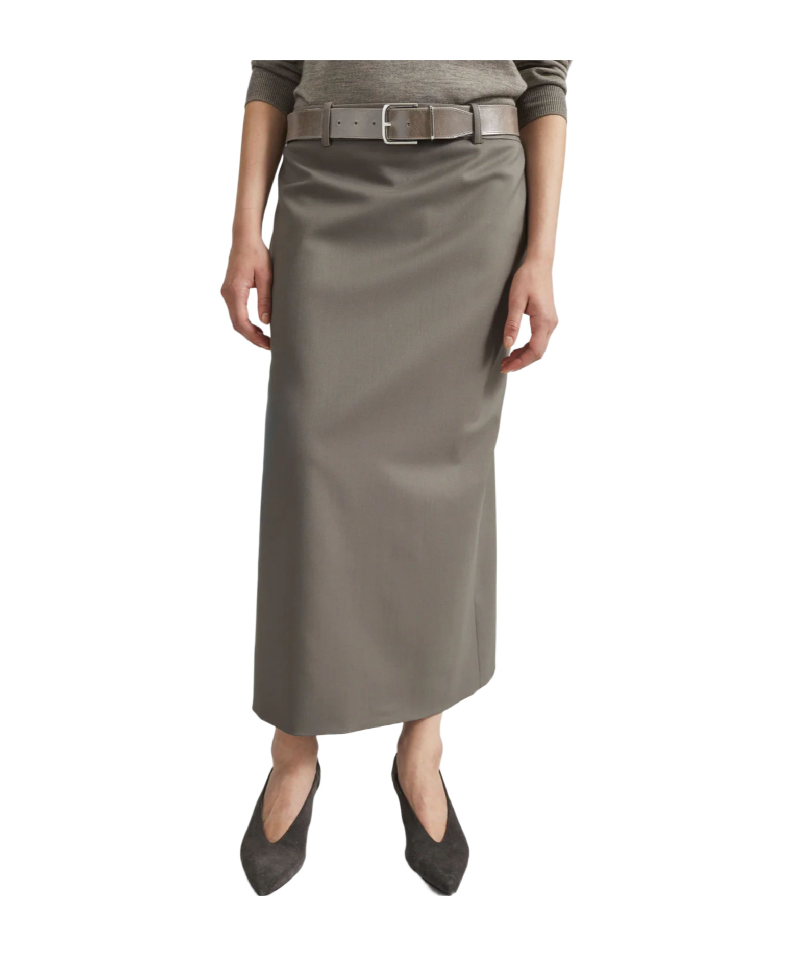 The Frankie Shop High-waisted Midi Skirt In Gray