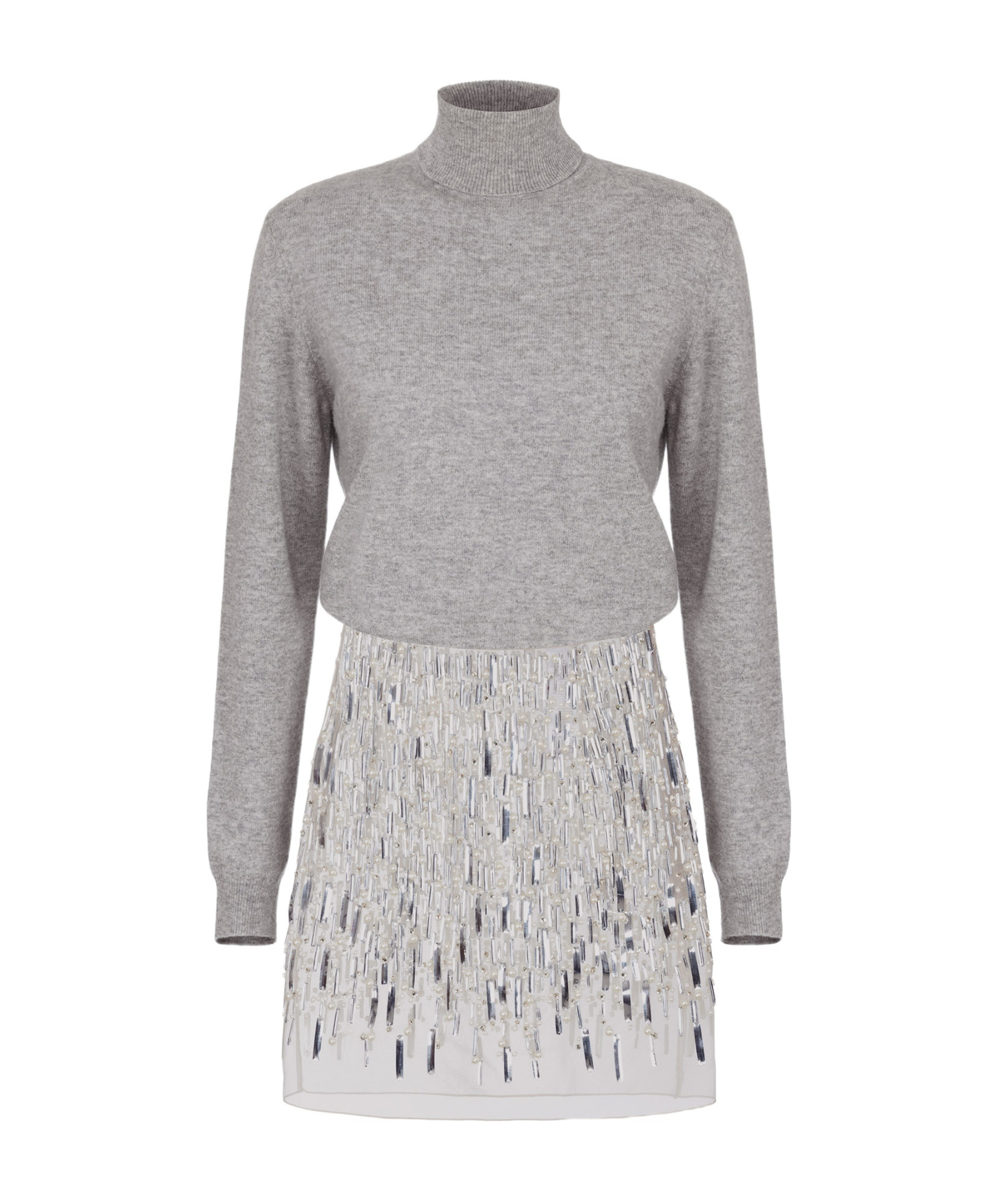 Elisabetta Franchi Wool Mini Dress Set In Gray
