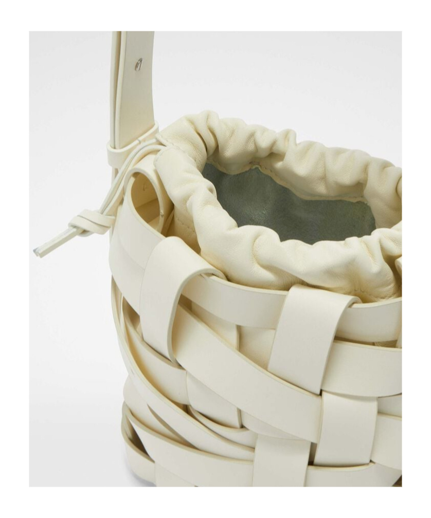 Jil Sander Small Woven Leather Bucket Bag In Nude